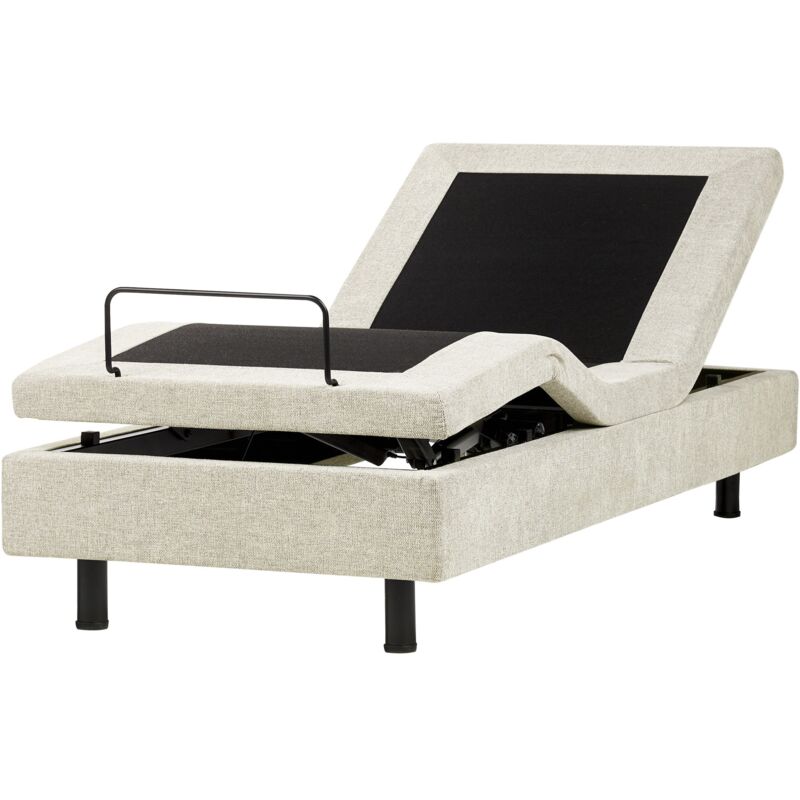 Beliani - Lit Réglable Moderne en Tissu Électrique 80 x 200 cm Ajustable avec Télécommande sans Tête de Lit Beige Duke ii