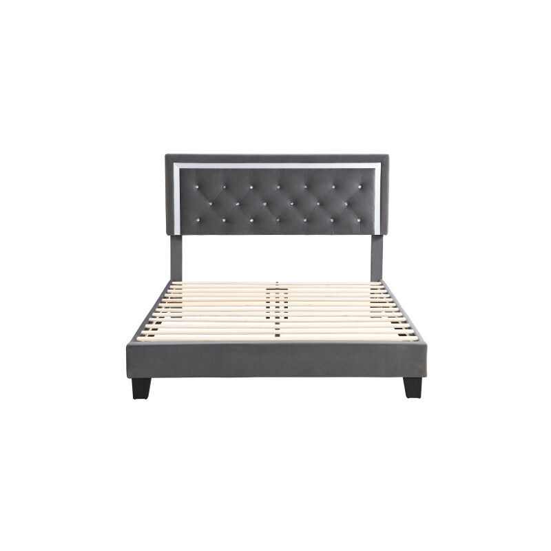 Gutent - Lit rembourré 140X200 avec sommier à lattes et tête de lit, lit pour adolescents, pour adultes & adolescents, support de lattes en bois,