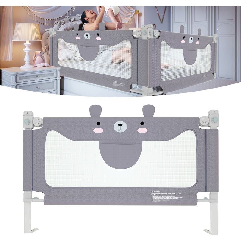 Hengmei - Barrière de lit Barrière de lit Réglable en hauteur 150 cm Protection anti-chute Pour bébé et enfant
