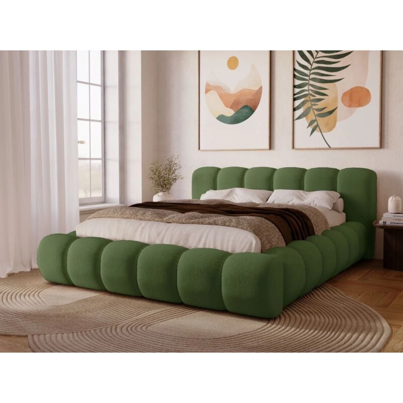Lit rembourré avec rangement 120x200 velours vert Doria