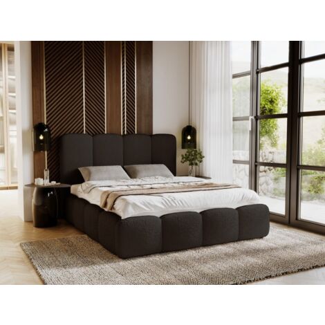 Lit rembourré avec rangement 160x200 bouclé noir Galli
