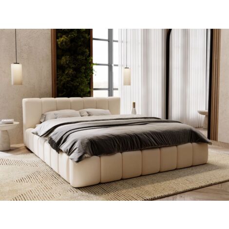 Lit rembourré avec rangement 160x200 velours beige Split