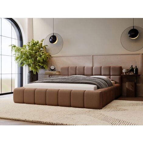 Lit rembourré avec rangement 160x200 velours marron Alicante