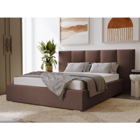 Lit rembourré avec rangement 160x200 velours marron Lizbona
