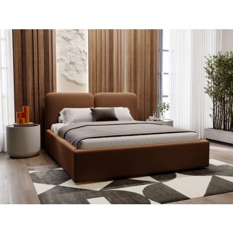 Lit rembourré avec rangement 160x200 velours marron Palermo