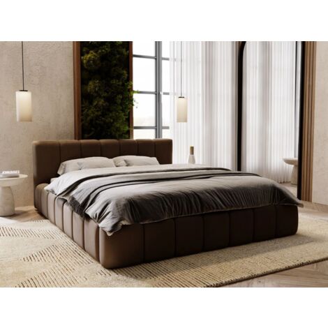 Lit rembourré avec rangement 160x200 velours marron Split