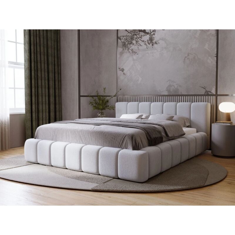 Lit rembourré avec rangement 180x200 velours gris Orio