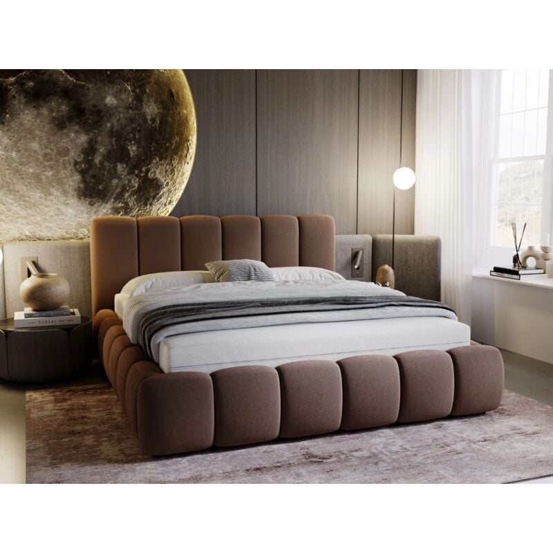 Lit rembourré avec rangement 160x200 velours marron Cloud
