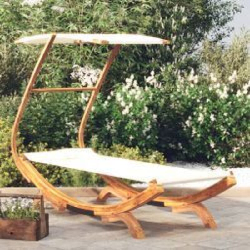 Lit repos avec auvent 100x190x134 Bois courbé massif Crème Lit repos avec auvent 100x190x134 Bois courbé massif Crème