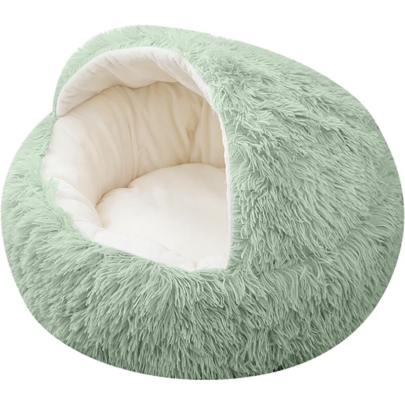 Lit rond doux pour animaux de compagnie de 15,8 pouces pour chats ou petits chiens, base silencieuse moelleuse et antidérapante lavable, lit rond