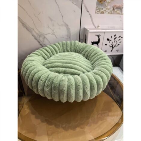 Lit rond en tissu doux vert fruit de 50 cm de diamètre pour chat et chien, lit extra large pour chat, lit chaud pour chien d'hiver