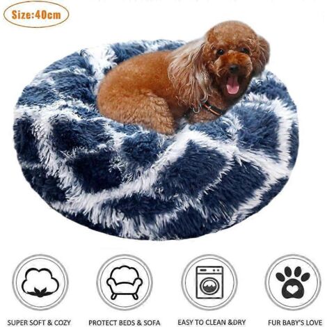 Lit rond pour chat et chien, lit antidérapant et lavable, lit moelleux et confortable en forme de donut pour chats et chiens