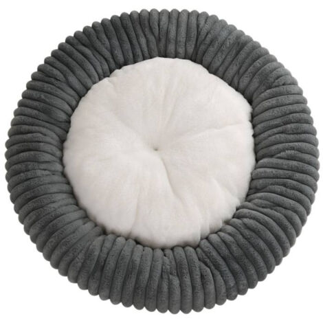Lit rond pour chiens – canapé confortable – couchage pour animaux – tissu – Gris