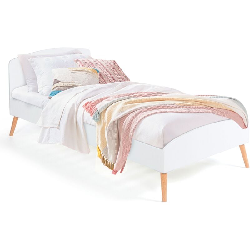 Lit simple scandinave 90 x 190 CM SOREN bois et blanc