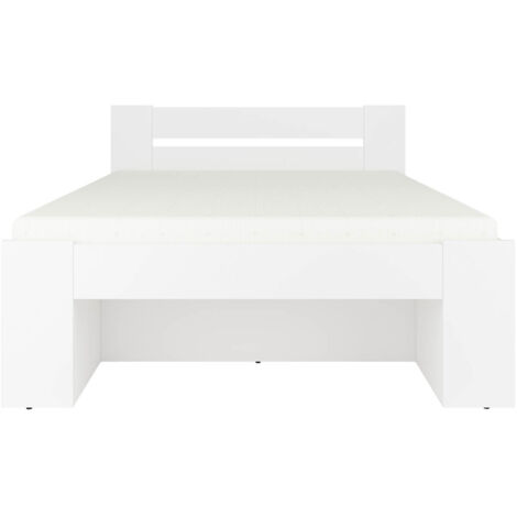Lit simple 1 place 140 x 200 cm pour enfant avec des étagères de rangement et 3 Tiroirs colrois Blanc - Longueur 204,5 x Largeur 145,5 x Hauteur 47,5-85,5 cm