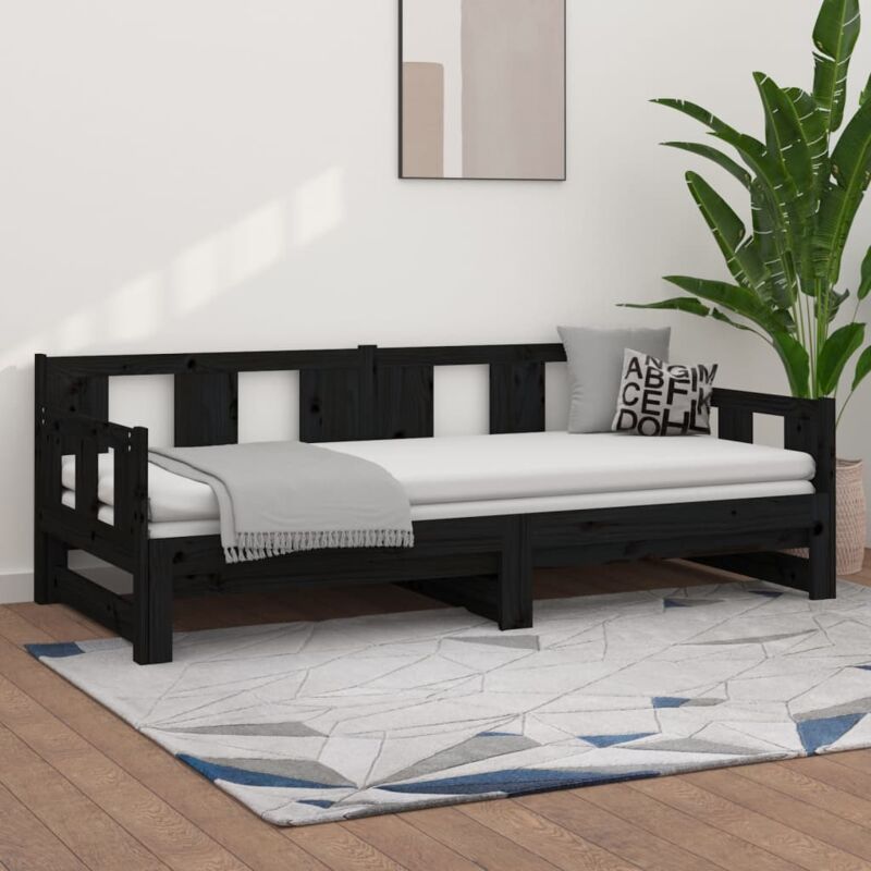 Maison Chic - Lit simple - 80x200 cm, Lit coulissant sans matelas noir FR435389 design in