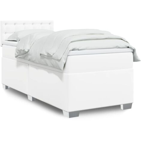 Lit simple - 80x200 cm, Sommier à lattes de lit avec matelas Blanc Similicuir WFE550474 Maison Chic