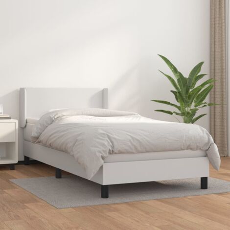 Lit simple - 80x200 cm, Sommier à lattes de lit avec matelas Blanc Similicuir WFE760949 DESIGN IN
