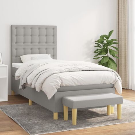 Lit simple - 80x200 cm, Sommier à lattes de lit avec matelas Gris clair Tissu FR291465 Maison Chic
