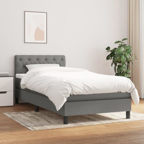 Lit simple - 80x200 cm, Sommier à lattes de lit avec matelas Gris foncé Tissu FR176739 Maison Chic