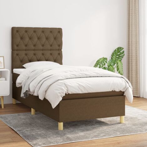 Lit simple - 80x200 cm, Sommier à lattes de lit avec matelas Marron foncé FR991636 Maison Chic