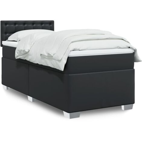 Lit simple - 80x200 cm, Sommier à lattes de lit avec matelas Noir Similicuir WFE263428 Maison Chic