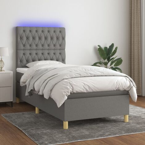 Lit simple - 80x200 cm, Sommier à lattes de lit et matelas et LED Gris foncé FR361691 Maison Chic