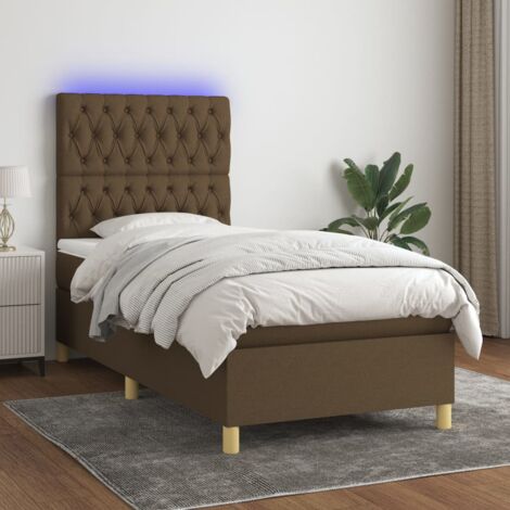 Lit simple - 80x200 cm, Sommier à lattes de lit et matelas et LED Marron foncé FR242723 Maison Chic