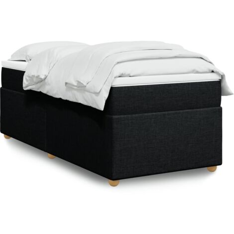 Lit simple - 80x200 cm, Sommier à lattes de lit et matelas Noir Tissu WFE307008 DESIGN IN