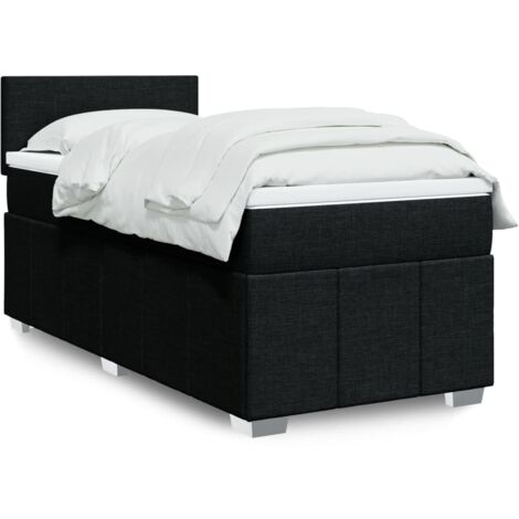 Lit simple - 80x200 cm, Sommier à lattes de lit et matelas Noir Tissu WFE354809 Maison Chic
