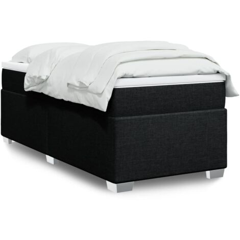 Lit simple - 80x200 cm, Sommier à lattes de lit et matelas Noir Tissu WFE360135 DESIGN IN