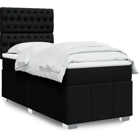 Lit simple - 80x200 cm, Sommier à lattes de lit et matelas Noir Tissu WFE647837 Maison Chic
