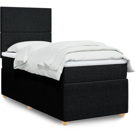 Lit simple - 80x200 cm, Sommier à lattes de lit et matelas Noir Tissu WFE661854 Maison Chic