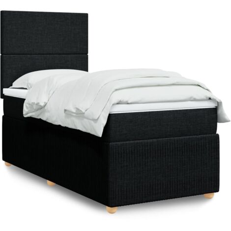Lit simple - 80x200 cm, Sommier à lattes de lit et matelas Noir Tissu WFE707876 Maison Chic