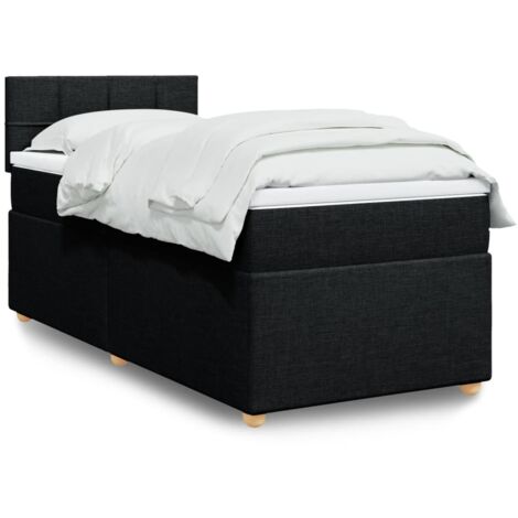 Lit simple - 80x200 cm, Sommier à lattes de lit et matelas Noir Tissu WFE744374 Maison Chic
