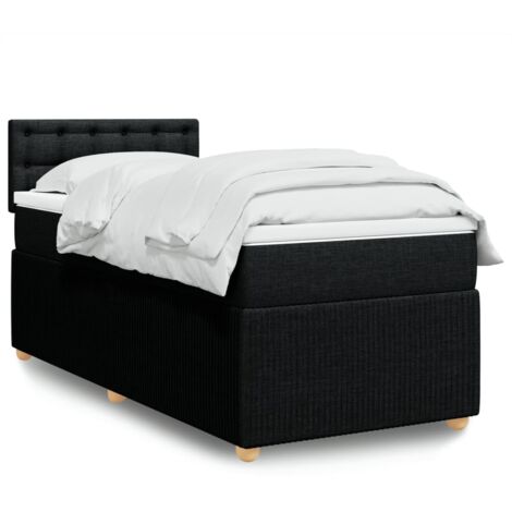 Lit simple - 80x200 cm, Sommier à lattes de lit et matelas Noir Tissu WFE826872 Maison Chic