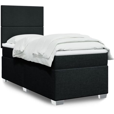 Lit simple - 80x200 cm, Sommier à lattes de lit et matelas Noir Tissu WFE863100 Maison Chic