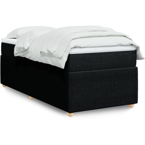 Lit simple - 80x200 cm, Sommier à lattes de lit et matelas Noir Tissu WFE960232 DESIGN IN