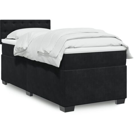 Lit simple - 80x200 cm, Sommier à lattes de lit et matelas Noir Velours WFE157433 Maison Chic