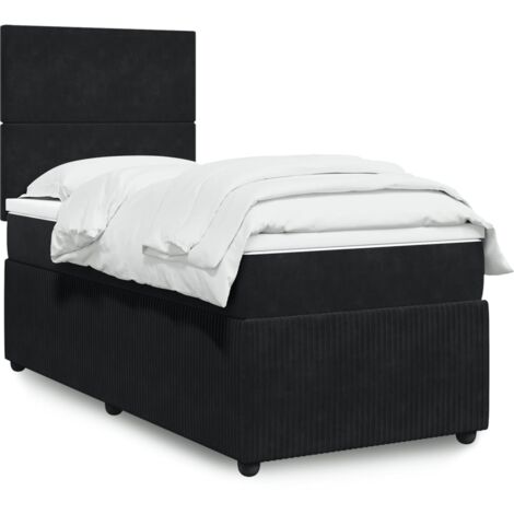 Lit simple - 80x200 cm, Sommier à lattes de lit et matelas Noir Velours WFE240807 Maison Chic