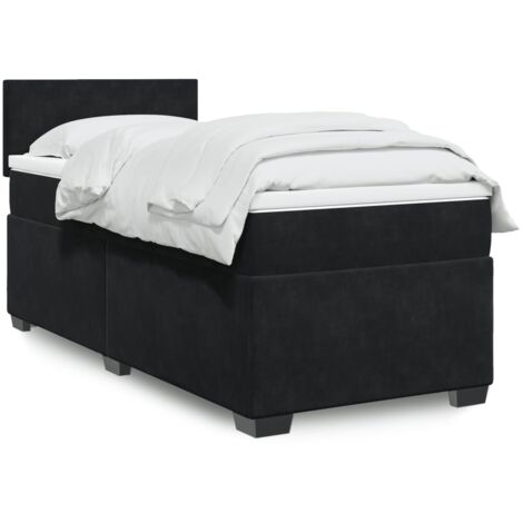 Lit simple - 80x200 cm, Sommier à lattes de lit et matelas Noir Velours WFE491902 Maison Chic