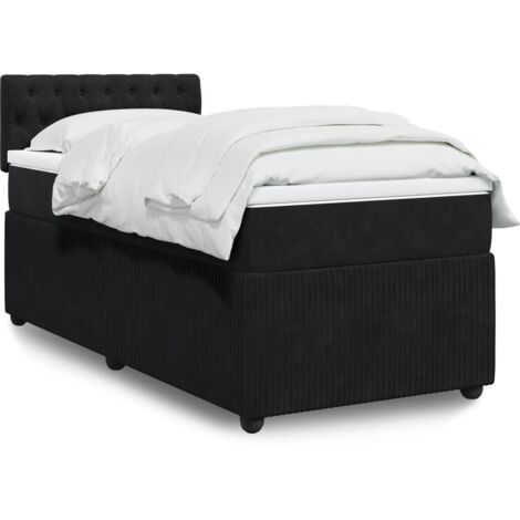 Lit simple - 80x200 cm, Sommier à lattes de lit et matelas Noir Velours WFE569562 Maison Chic