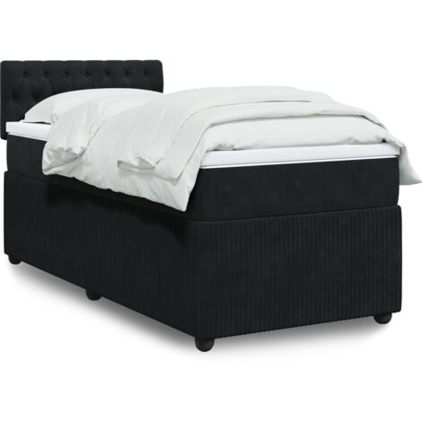 Lit simple - 80x200 cm, Sommier à lattes de lit et matelas Noir Velours WFE673882 Maison Chic