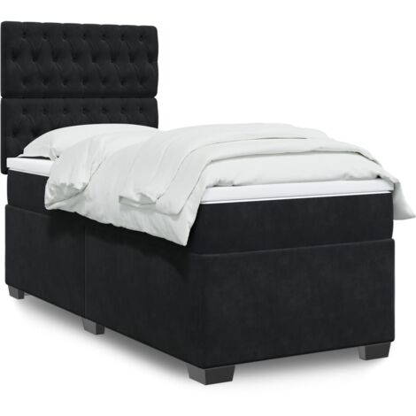 Lit simple - 80x200 cm, Sommier à lattes de lit et matelas Noir Velours WFE784314 Maison Chic