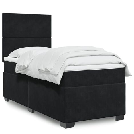 Lit simple - 80x200 cm, Sommier à lattes de lit et matelas Noir Velours WFE870277 Maison Chic