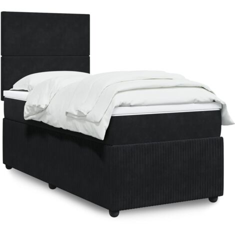 Lit simple - 80x200 cm, Sommier à lattes de lit et matelas Noir Velours WFE927035 Maison Chic
