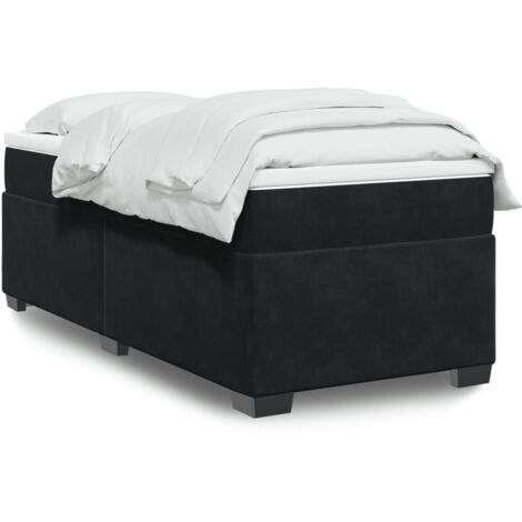 Lit simple - 80x200 cm, Sommier à lattes de lit et matelas Noir Velours WFE972846 DESIGN IN