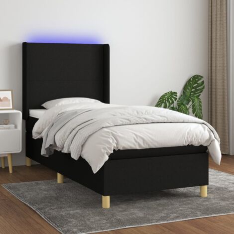 Lit simple - 80x200 cm, Sommier à lattes de lit matelas et LED Noir Tissu WFE334686 Maison Chic