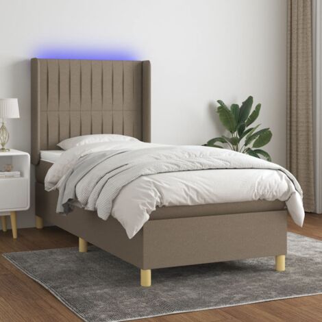 Lit simple - 80x200 cm, Sommier à lattes de lit matelas et LED Taupe Tissu FR439370 Maison Chic