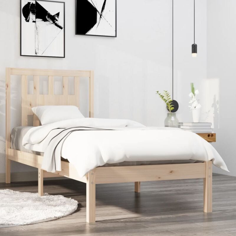Lit simple - 90x190 cm, Lit adulte et enfants, Cadre de lit sans matelas bois massif FR398369 design in